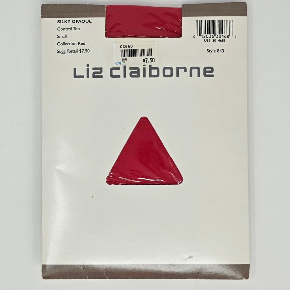 Liz Claiborne Silky Opaque Tights Womens Sz Small Red Control Top Style 843 New